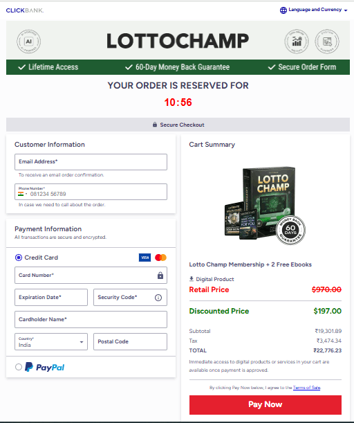 LottoChamp Checkout